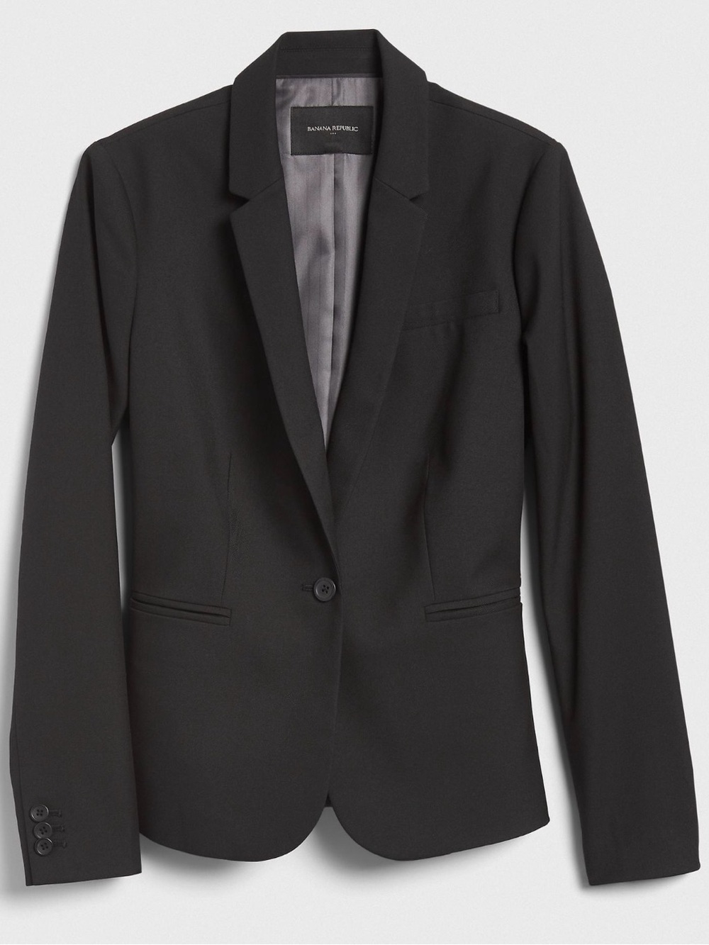 NWT Banana Republic Petite Black One-Button Tailored Blazer Size 0P MSRP $119.99